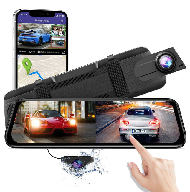 AZDome AR09 QuadHD 2CH Full Mirror Wifi dashcam