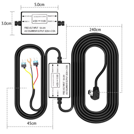 <tc>AZDome BN03 Kit hardwire Micro USB 3 fils</tc>