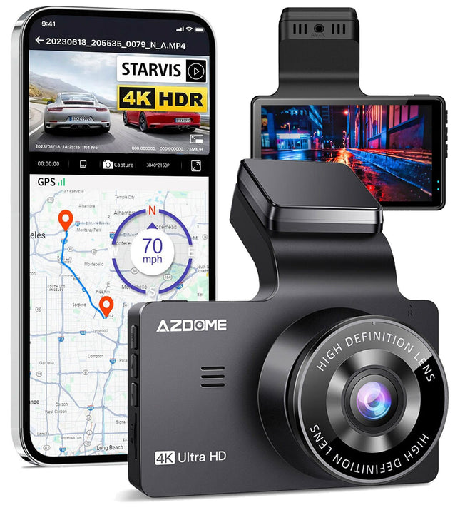 AZDome M63 Pro True 4K 64 Go Wifi GPS dashcam