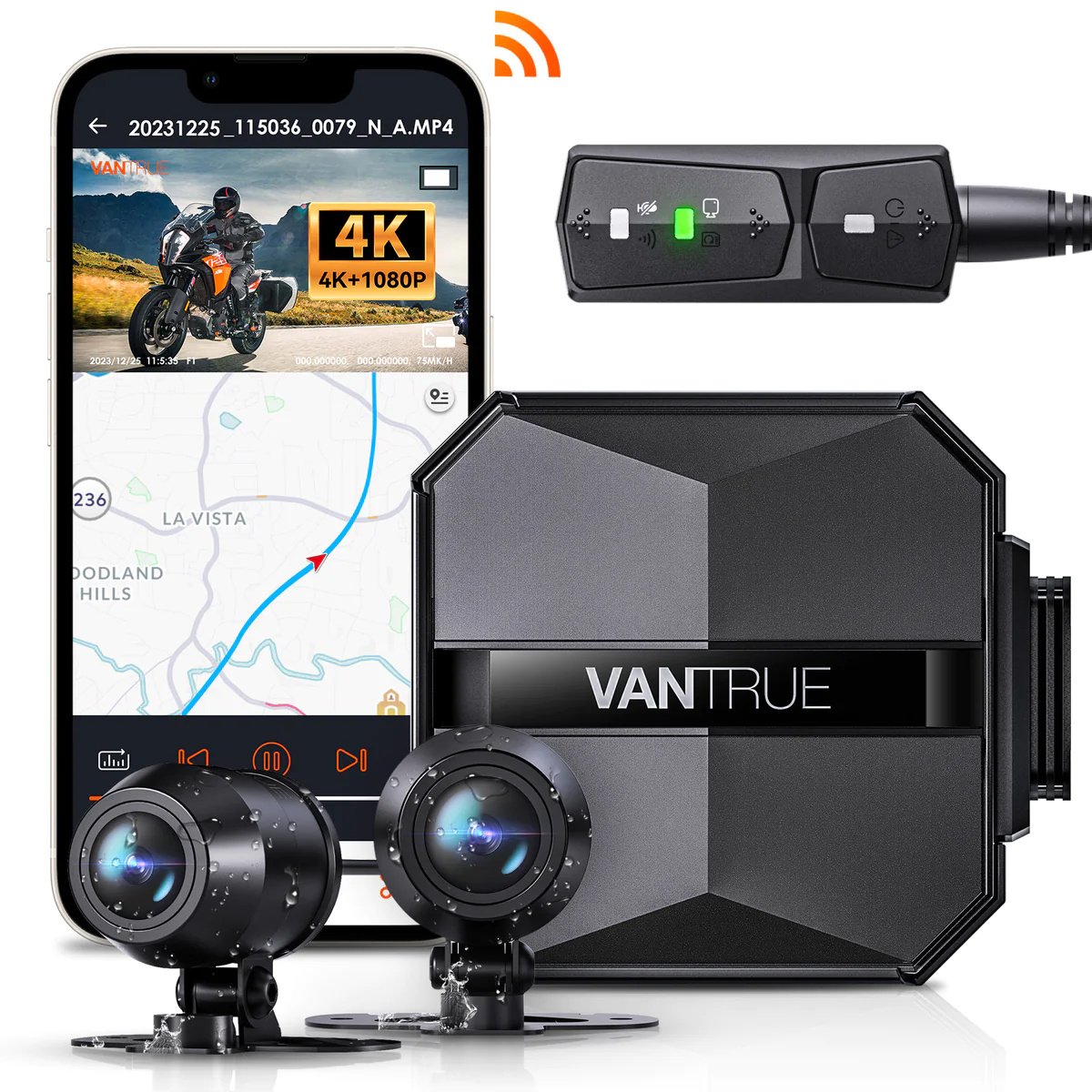 <tc>Vantrue F1 4K Dual Wifi GPS dashcam pour moto</tc>